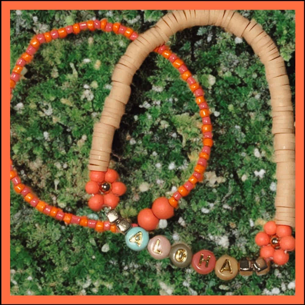2 Colorful Beaded Bracelets ( New - handmade )